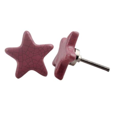 Pink Star Crackle Ceramic Knob